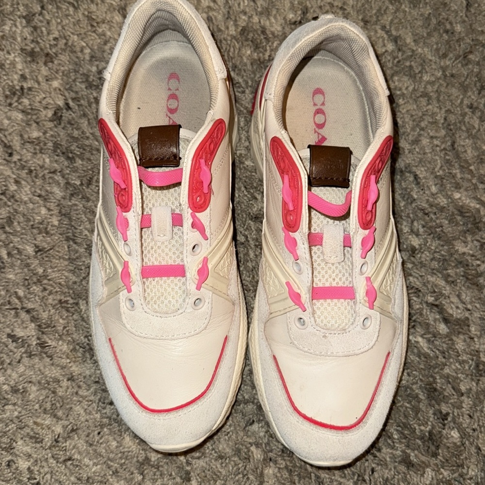 🖤COACH PINK/ CREAM SNEAKERS SIZE 7🖤 - Picture 3 of 7